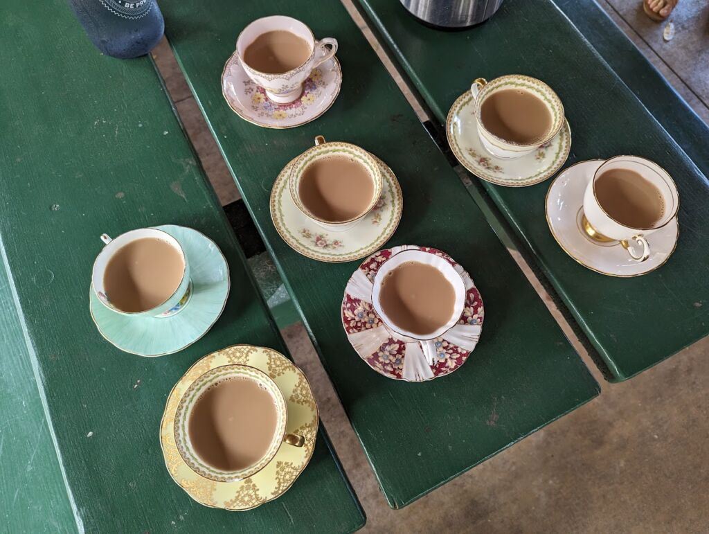 Authentic china tea cups filled with Indian tea